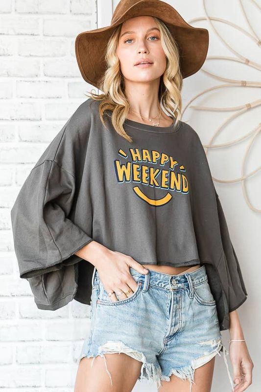 Hi-Low Hem Graphic Cropped top