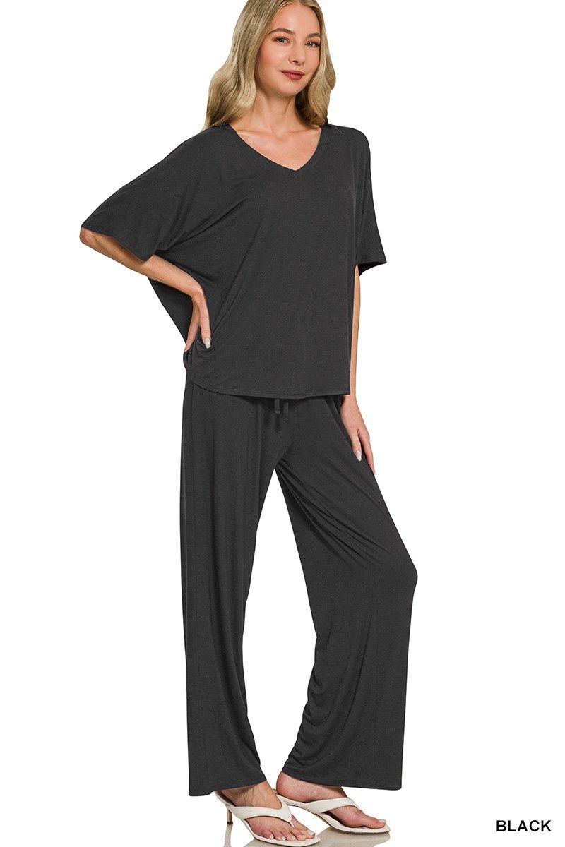 V-Neck Oversized Pant Set