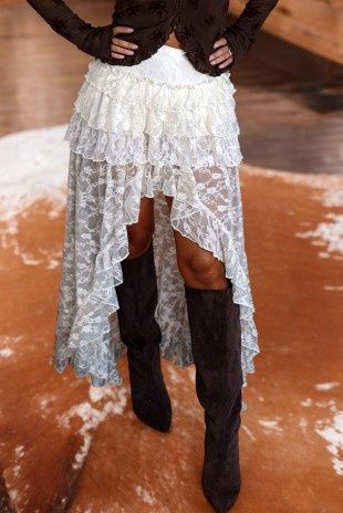 Sheer Lace Split Skort