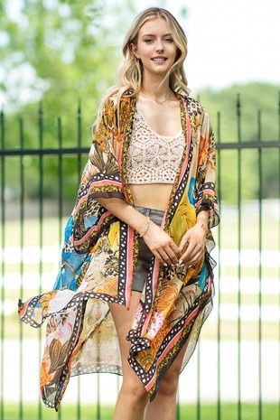 Floral And Lepard Kimono
