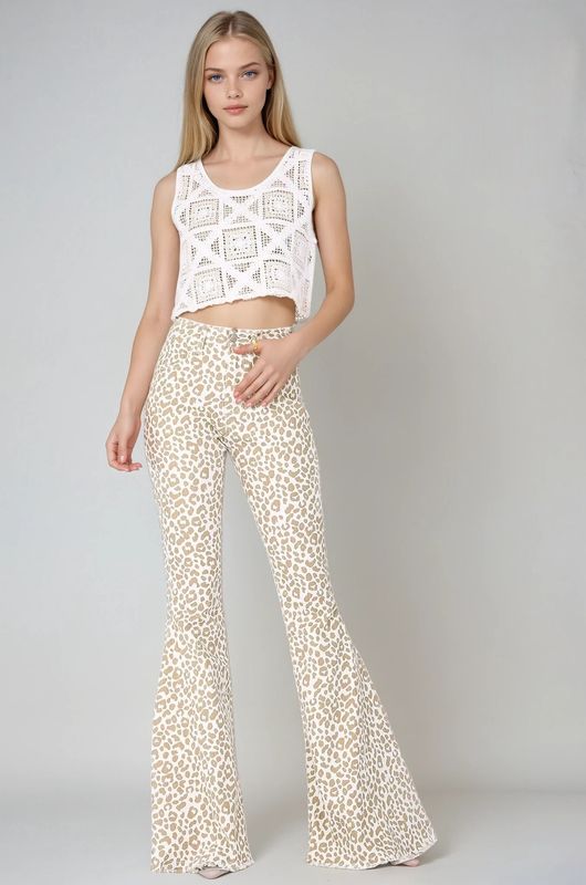 Boho Leopard Print Bell Bottom Pant