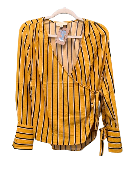 Yellow Stripe Wrap Top