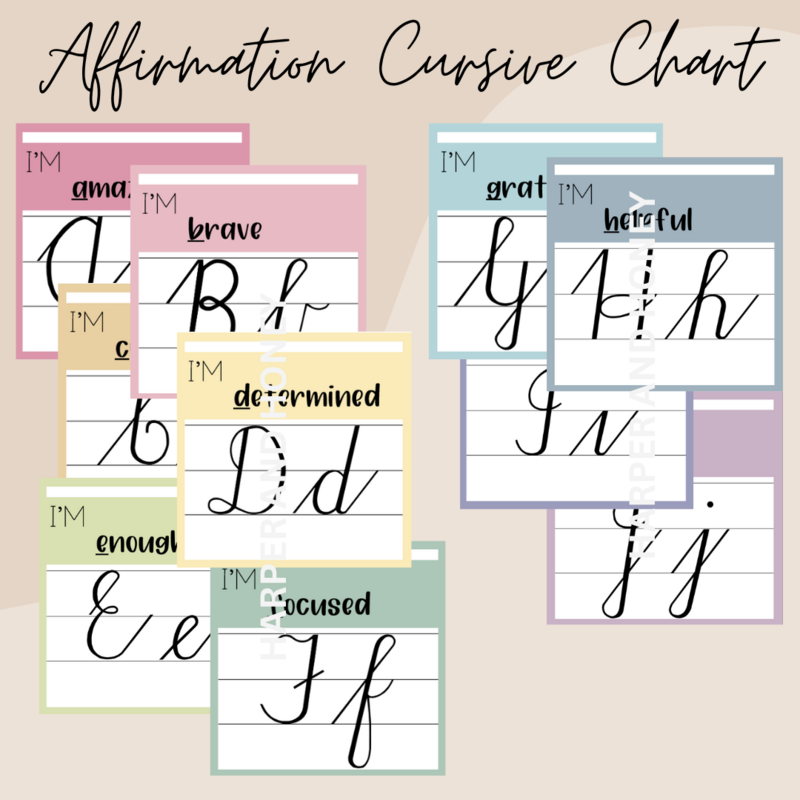 Cursive Affirmation Alphabet Chart