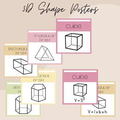 3D Shapes and Volume Formulas Posters