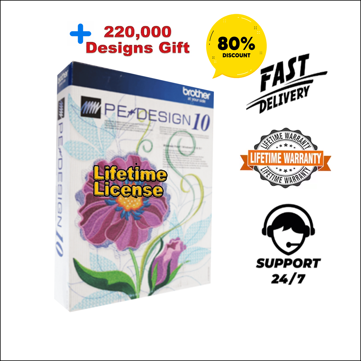 Brother PE Design 10 Digitizing Software - Full Version - Embroidery Machine.