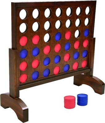Large 4 in A Row Game w/ Carrying Case,  Stained Brown