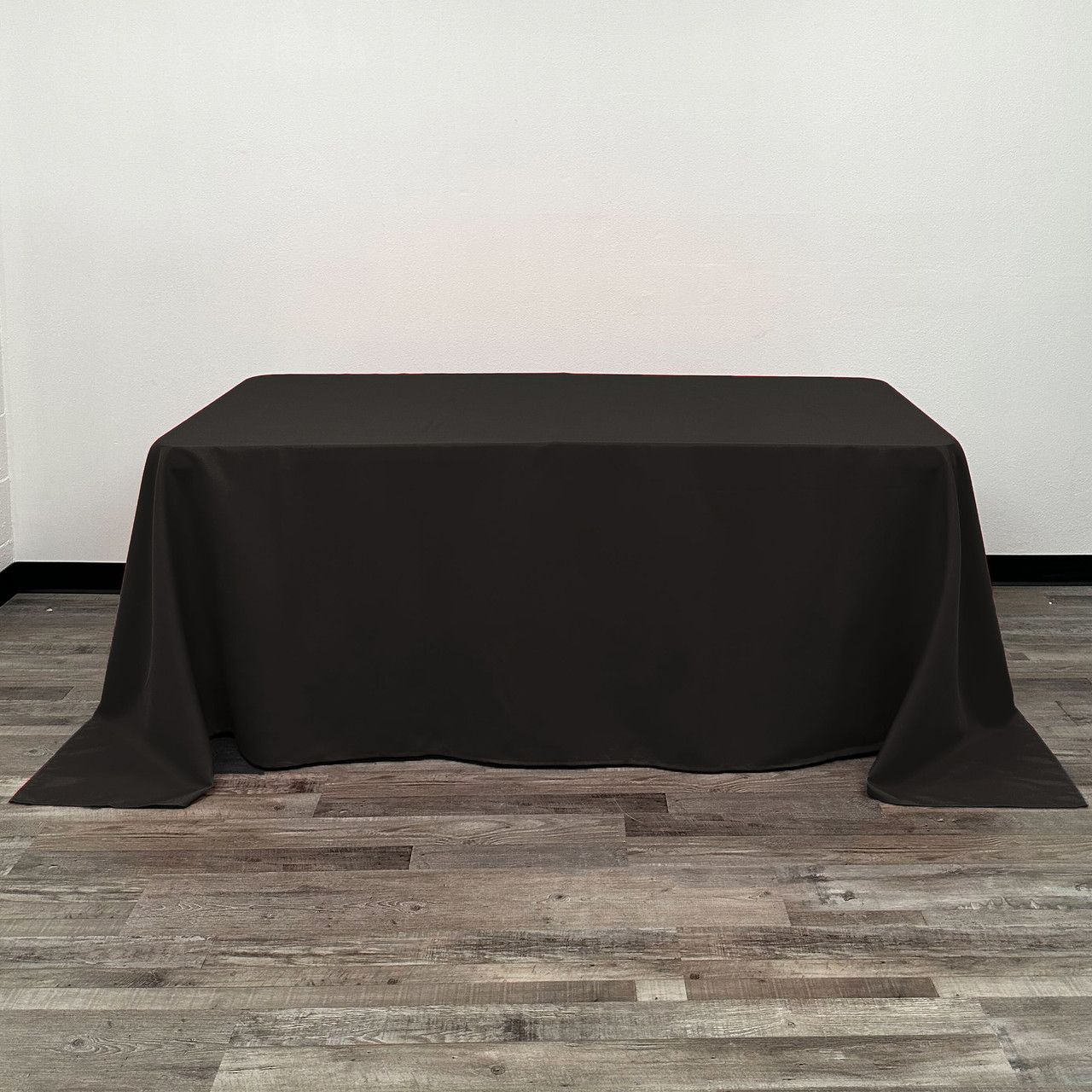 Black Seamless Polyester Rectangular Tablecloth 90x132