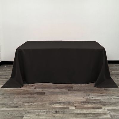 Black Seamless Polyester Rectangular Tablecloth 90x132