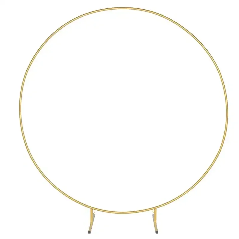 7.2FT Gold Round Backdrop Stand Metal Circle Wedding Balloon Arch