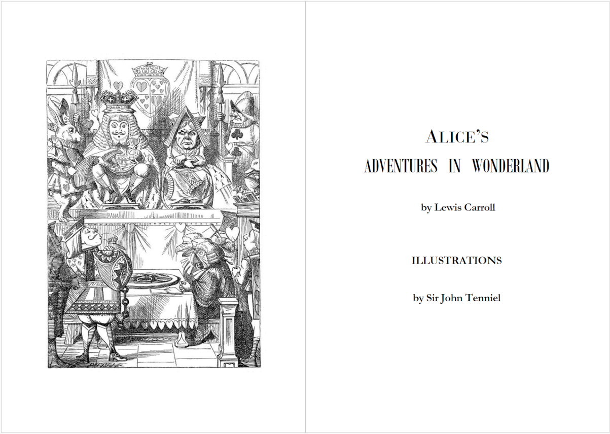 Book in Sheets - Alice in Wonderland by Lewis Carroll
