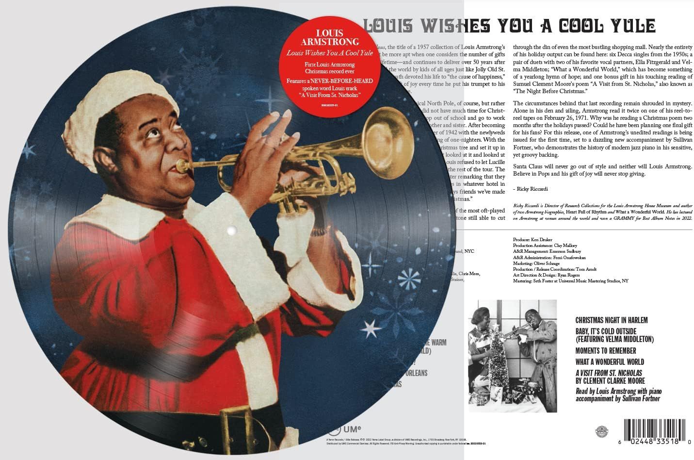 LOUIS ARMSTRONG Louis Wishes You A Cool Yule. PICTURE DISC NEW &amp; SEALED