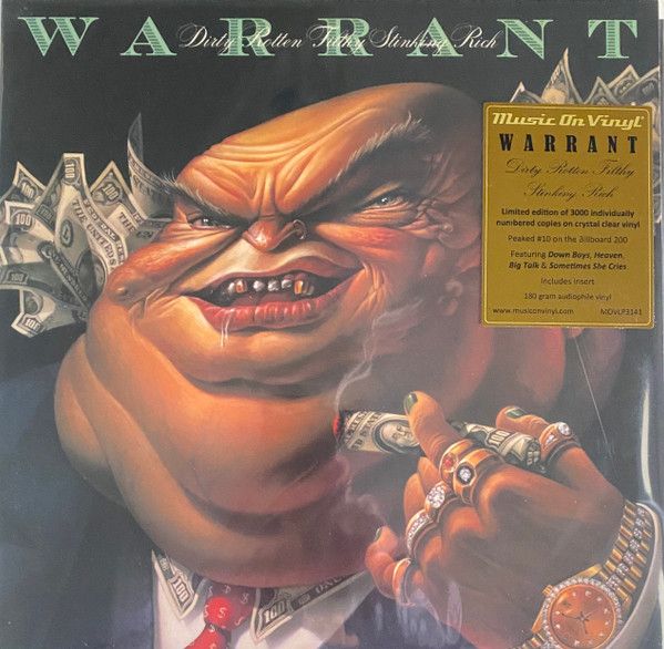 WARRANT Dirty Rotten Filthy Stinking Rich CLEAR VINYL 180gm Numbered NEW &amp; SEALED