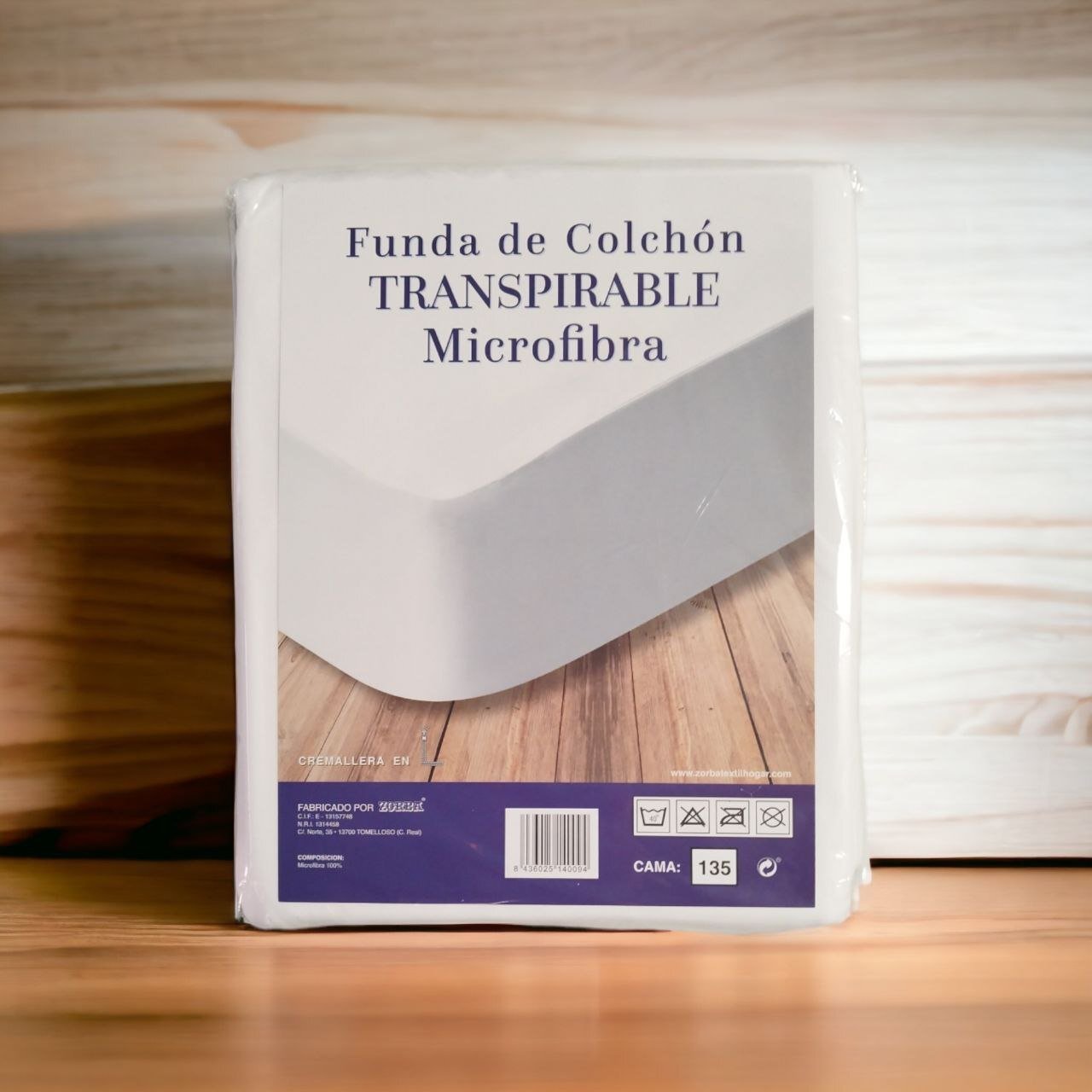 Fundas de Colchón 135x190/200cm de Microfibra en Color Blanco,  Transpirables y Elásticas, con Cremallera en