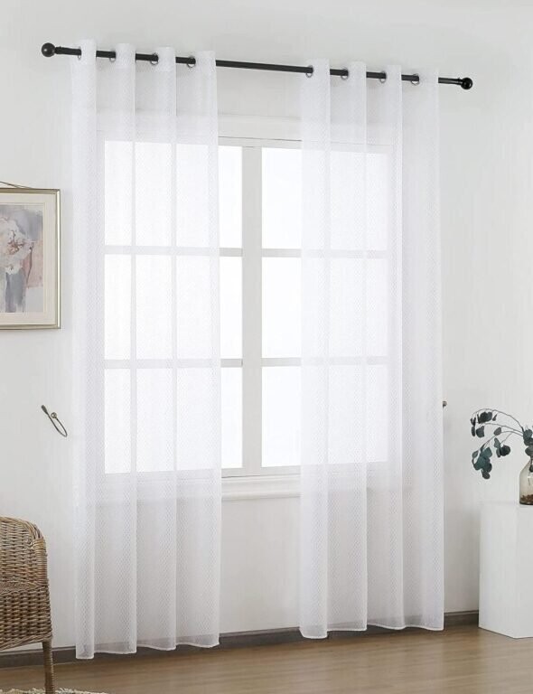 Visillos de dormitorio, Blanco lluvia en Dorado ,Traslucido para Salón Sala  de Estar, Medidas (140x260cm).