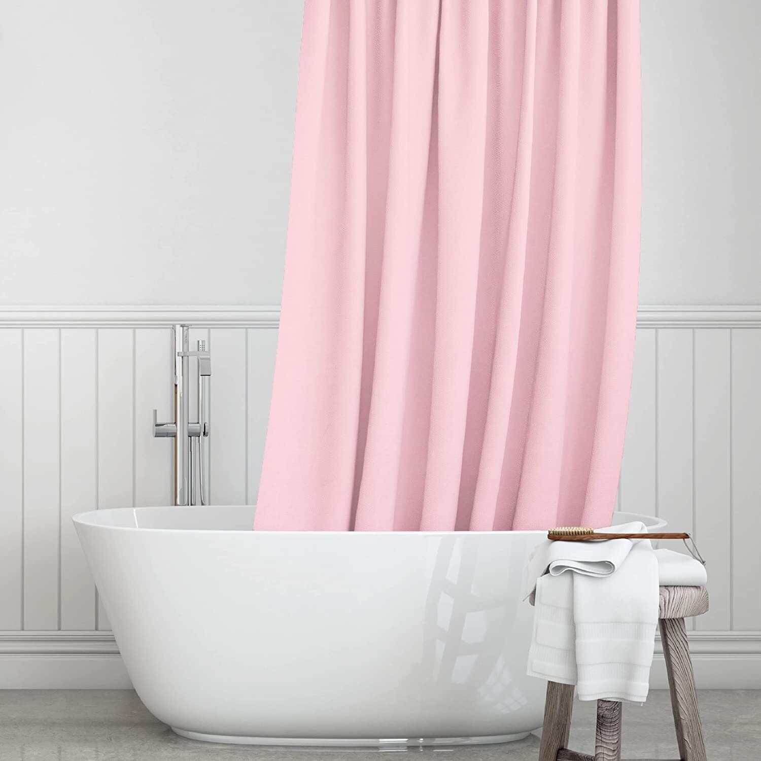 Cortina de baño impermeable y bañera , Resistente al Moho, Anti Moho y Impermeables 100% Polyester Modelo, Lisa en Rosa