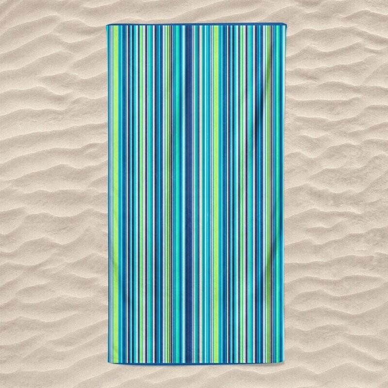 Toalla de Playa y Piscina100% Algodón, Doble Cara (Rizo y Aterciopelada), 90x175 cm, Diseños Rayas, Verano - Muy adsorbentes-DUBAI-9609.
