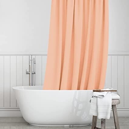 Cortina de baño impermeable y bañera , Resistente al Moho, Anti Moho y Impermeables 100% Polyester Modelo, Lisa en Salmon