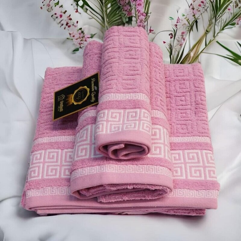 Toallas de baño de %100 algodón Portugués de alta calidad Juego de toallas en Rosa gruesas y duraderas de 600g