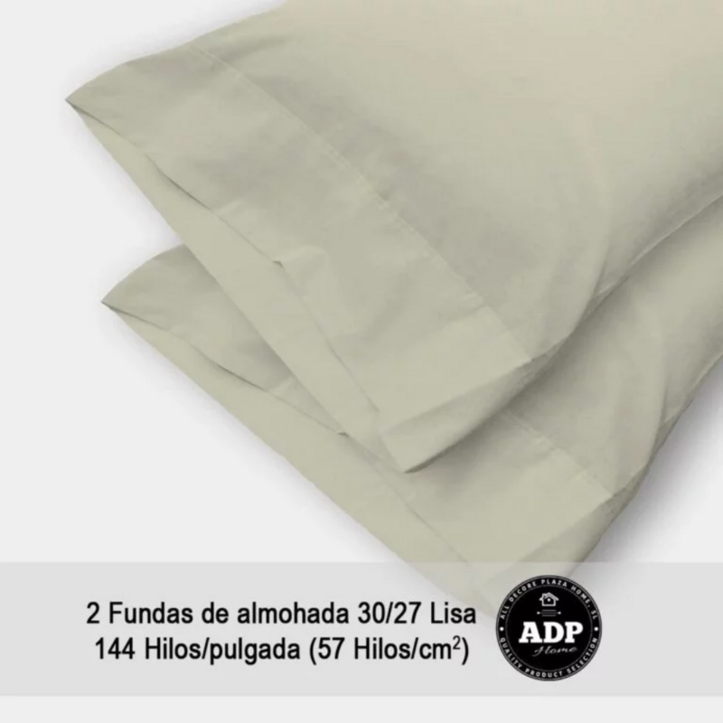 Fundas de almohadas para cama lisos en crema de 50%50 polialgon144 Hilos.