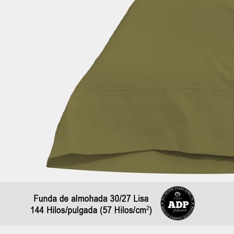 Fundas de almohadas para cama lisos en verde oliva de 50%50 polialgon144 Hilos.