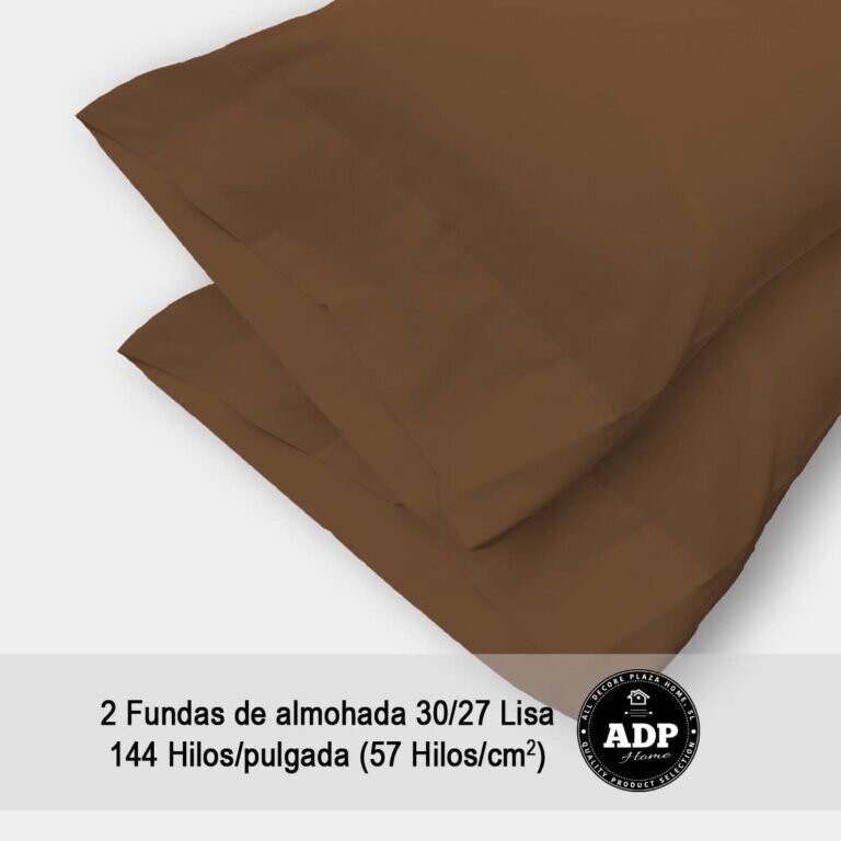 Fundas de almohadas para cama lisos en chocolate de 50%50 polialgon144 Hilos.