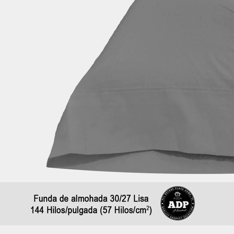 Fundas de almohadas para cama lisos en gris de 50%50 polialgon144 Hilos.