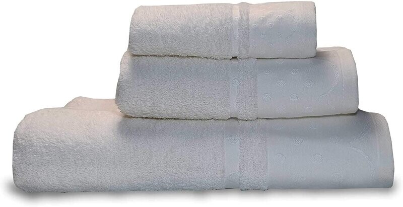Toallas de Baño en Marfil 100% algodón portugués Rizo Gran absorción 500g, Set 3 Piezas.
