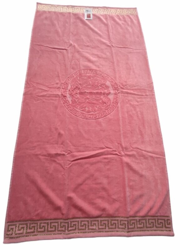 Toalla de baño y Playa 100% algodón Egipcio gran absorción con motivos Egipcio Color Rosa Medidas 90_x_175 cm.
