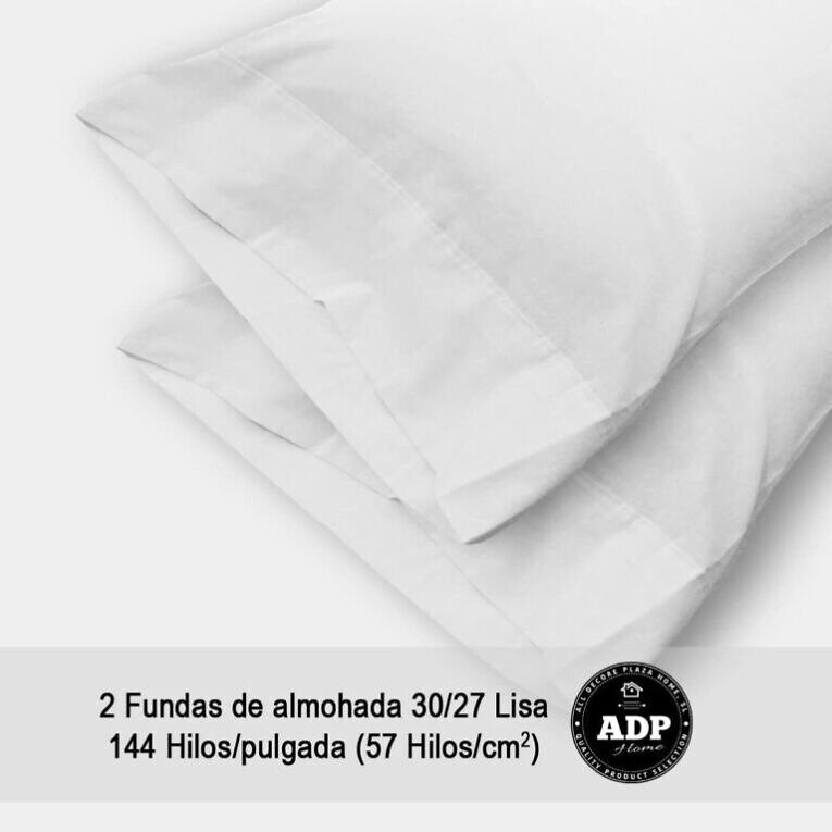 Fundas de almohadas para cama lisos en blanco de 50%50 polialgon144 Hilos.