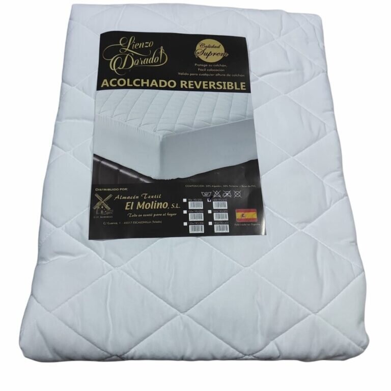 Protector de colchón Cubre colchón Acolchado, Reversible, Anti ácaros adaptables Todas Las Alturas hasta 35cm (190/200cm).