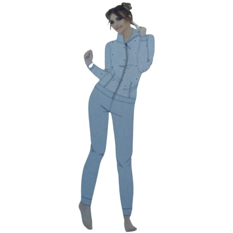 Pijama de sedalina para mujer de invierno 2 piezas color  Gris modelo Jennifer con puño por tallas