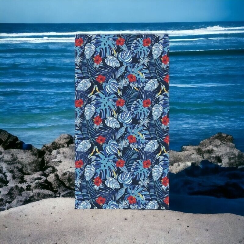 Toalla de playa grande algodón,100% egipcio flores hawaianas, rápido secado y absorbente Medidas 90_x_175 cm, envíos desde España.