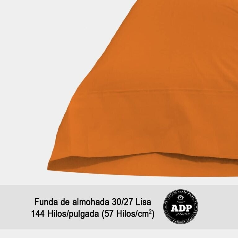 Fundas de almohadas para cama lisos en naranja de 50%50 polialgon144 Hilos.