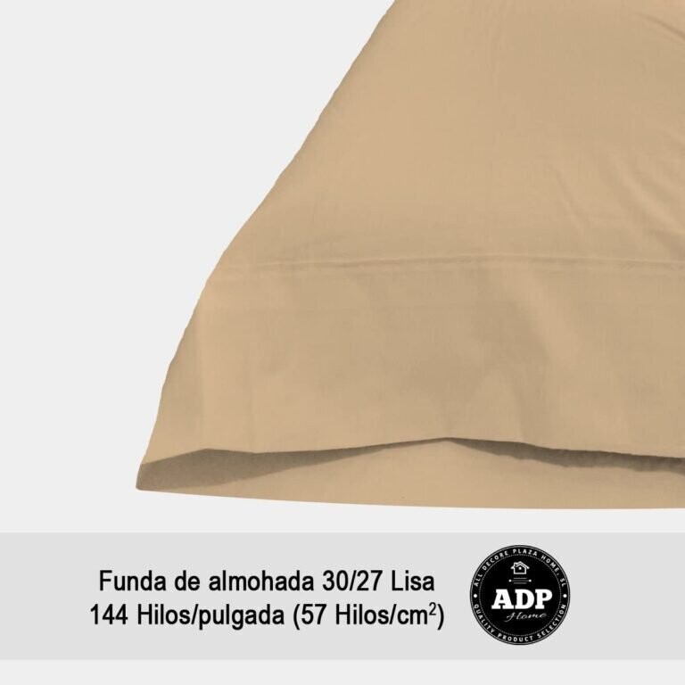 Fundas de almohadas para cama lisos en beis de 50%50 polialgon144 Hilos.
