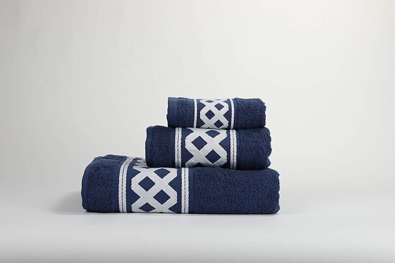 Toallas de baño en Azul Marino, 3 Piezas Amazonas 100% algodón Portugués, Gran absorción, 500 g / m2, súper suave.
