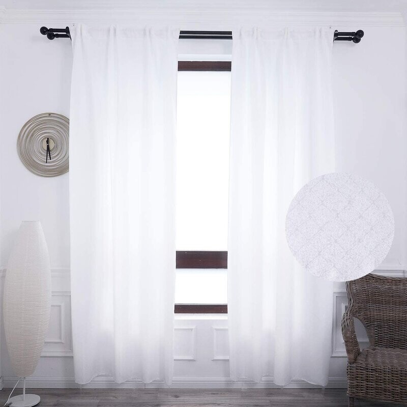 Cortinas con 3 Formas de(uso) con diseño Lluvia blanco, para Salón ,Habitación con Efecto de visillo 140X260cm.