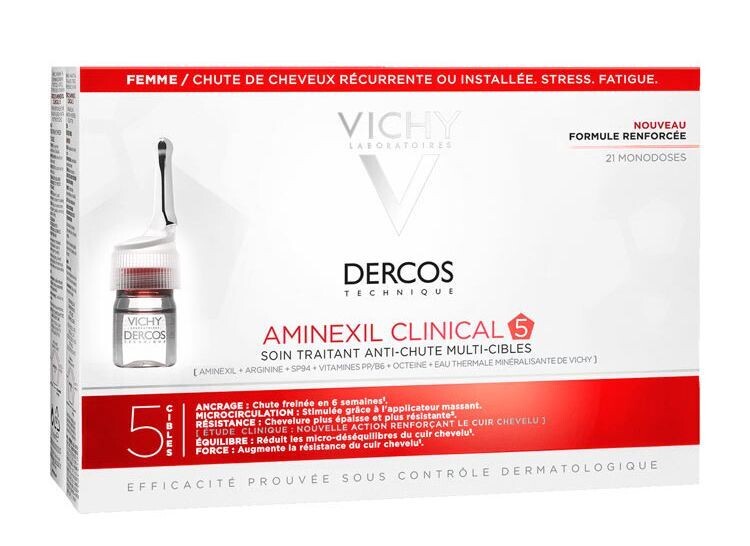 Dercos Aminexil Clinical 5 Anti-Hair Fall Treatment for Women x21 Doses 6ml