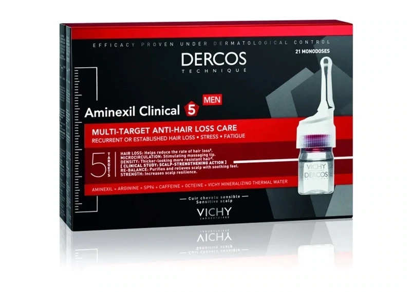 Vichy Dercos Aminexil Clinical 5 Anti-Hair Fall Treatment for Men x21 Doses 6 ml