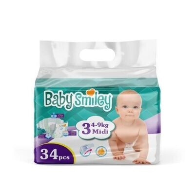 Baby Smiley, Midi, Number 3, 34 diapers