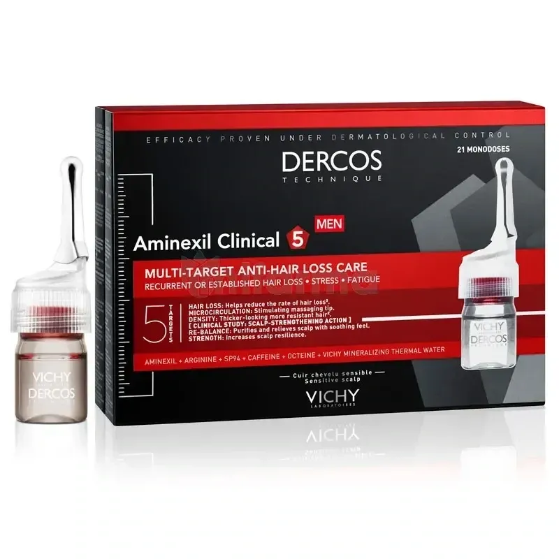Dercos Aminexil Clinical 5 Anti-Hair Fall Treatment for Men x21 Doses 6 ml