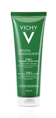 Normaderm 3 in 1 Cleanser, Scrub & Mask for Oily/Acne Skin with salicylic & glycolic acid 125ml