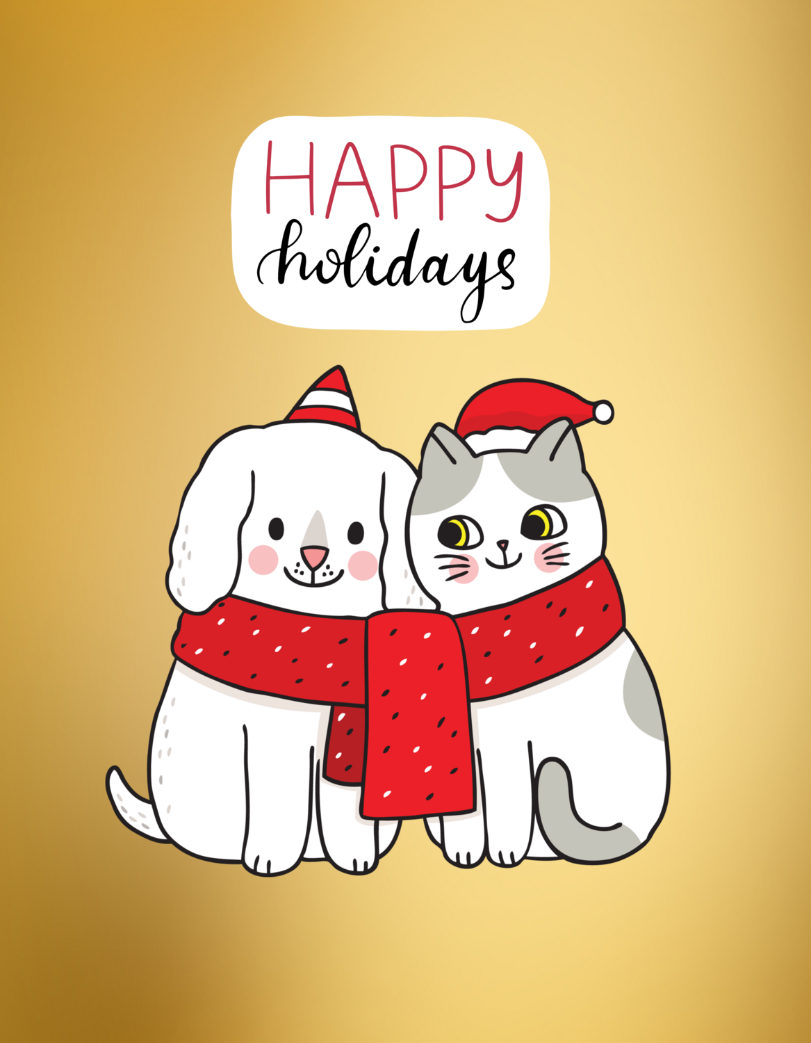 Happy Holidays - cat/dog