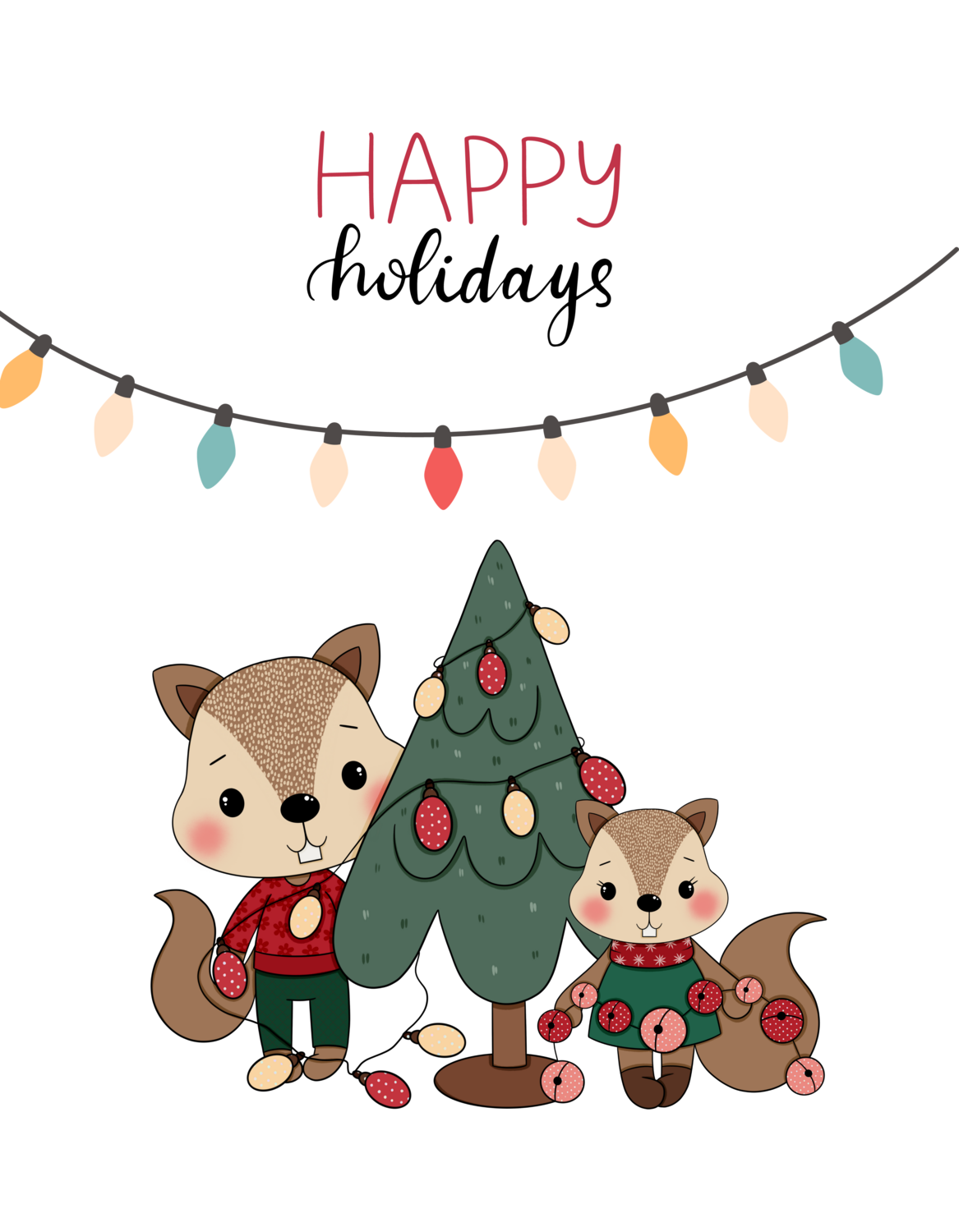 Happy Holidays - Squirrels