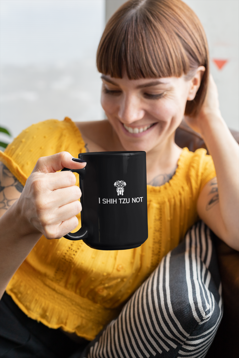 15 oz Black Glossy Mug - I Shih Tzu Not