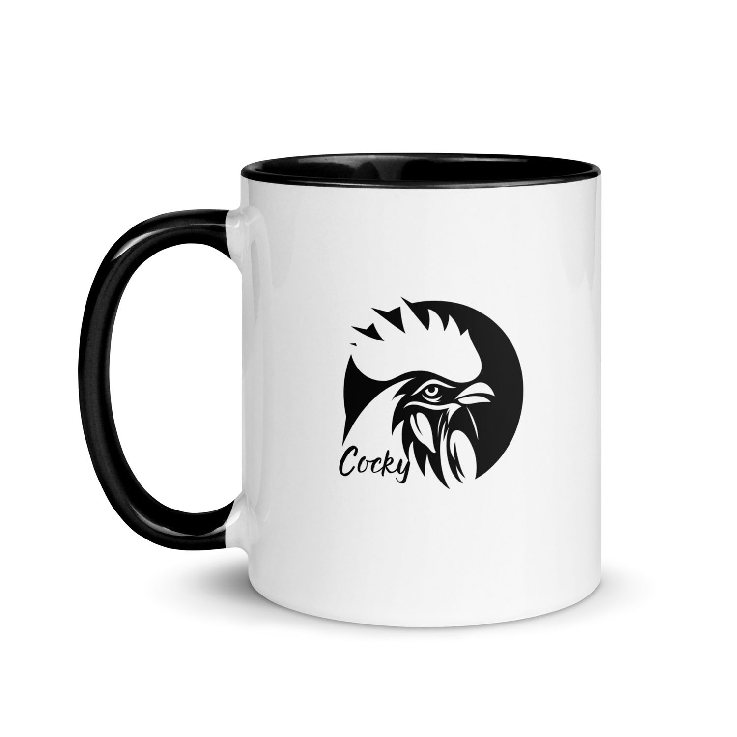 11 oz Cocky Mug with black handle and Inside