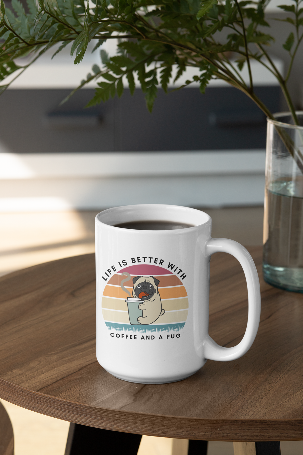Pug and a Coffee 11oz and 15oz White glossy mug