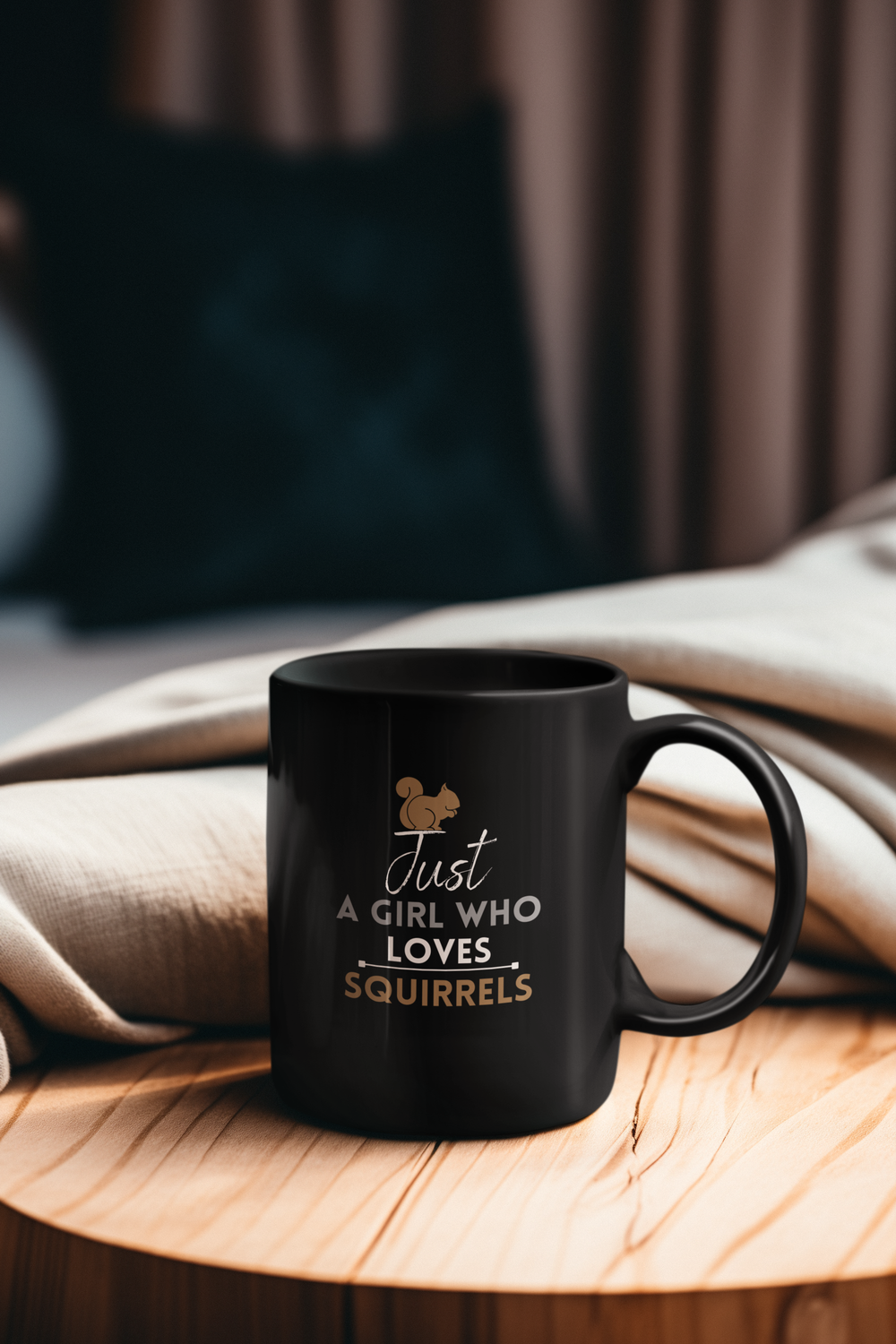 Just A Girl WHo Loves Squirrels Black Glossy Mug