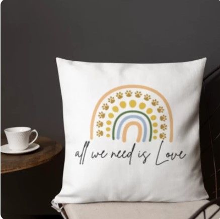 A We Need Is Love - rainbow paw prints - Premium Pillow