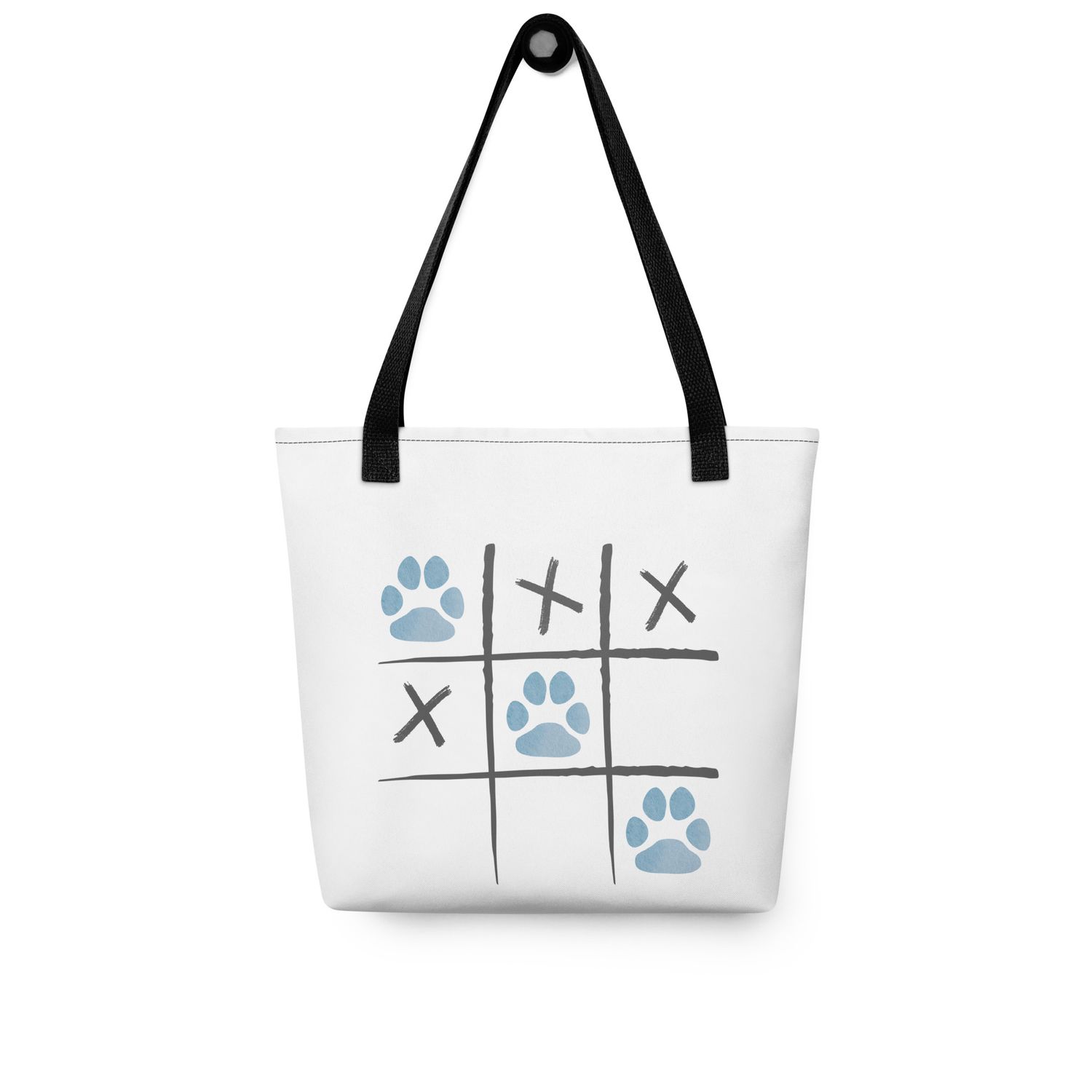 Tic Tac Paw - Blue Paw Pring- White Tote bag