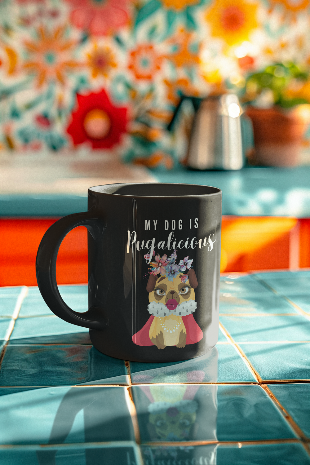My Dog is Pugalisious - Black Glossy Mug